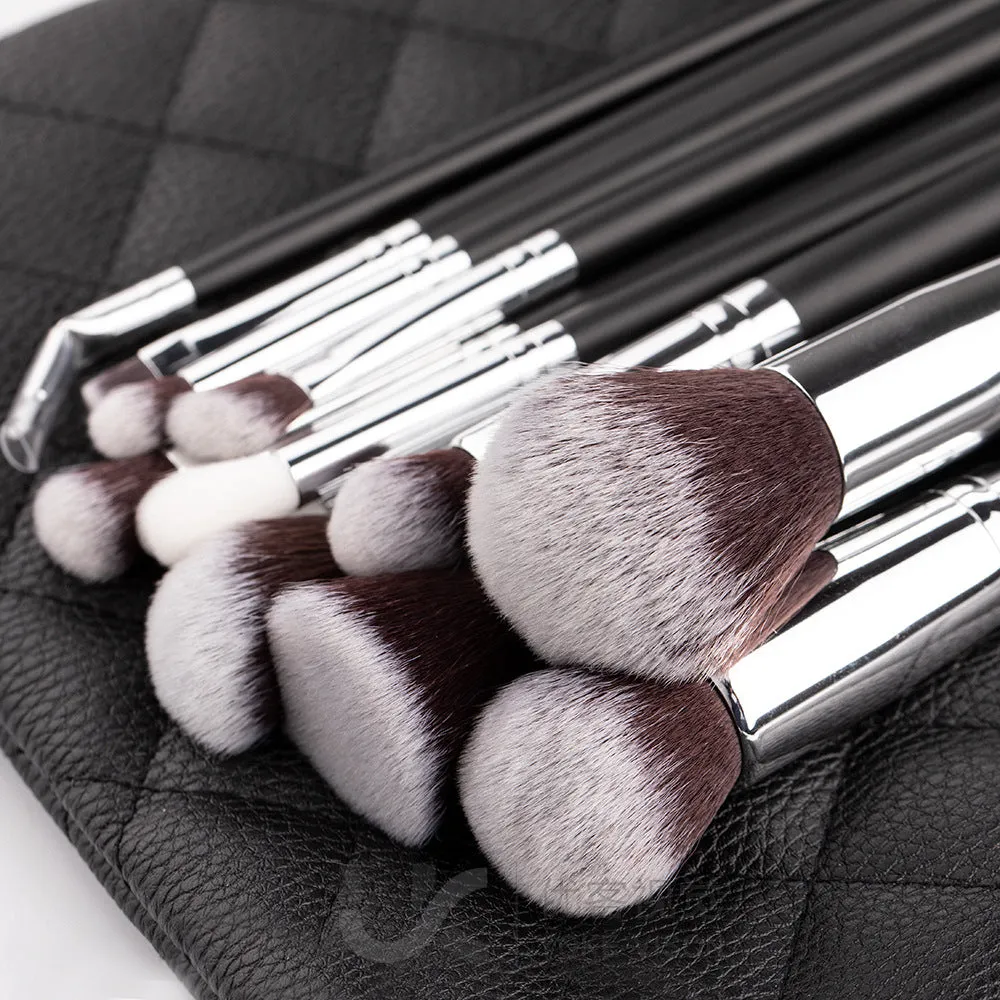 15 pieces makeup brush set eye shadow brush concealer brush wooden handle makeup makeup brush with storage bag