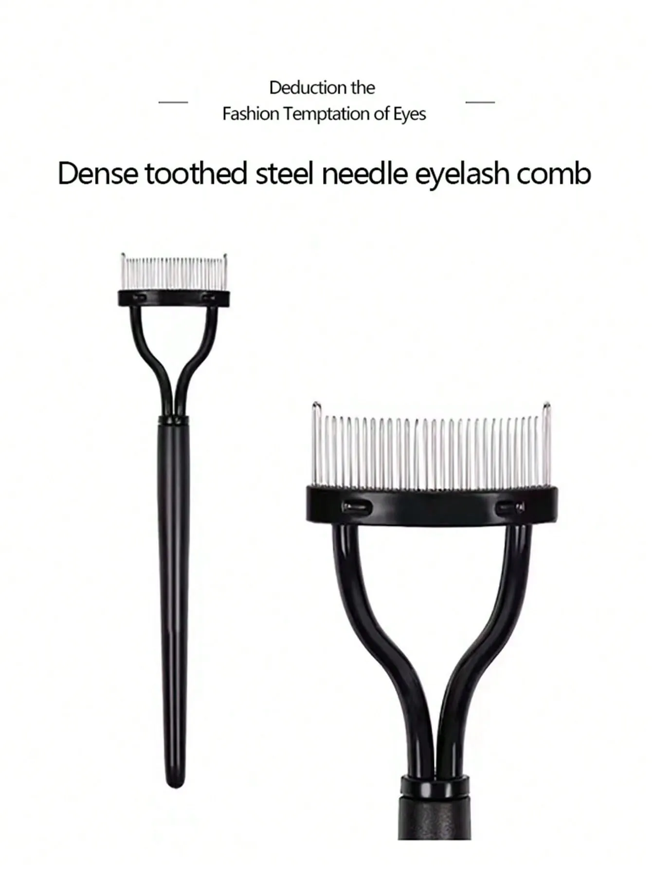 1pc Black Steel Needled Eyelash Comb & Brush Set, Stainless Steel Fine Tooth Comb Portable Eyelash Curling Auxiliary Tool, Eye Makeup Tool, False Eyelash Grooming Tool