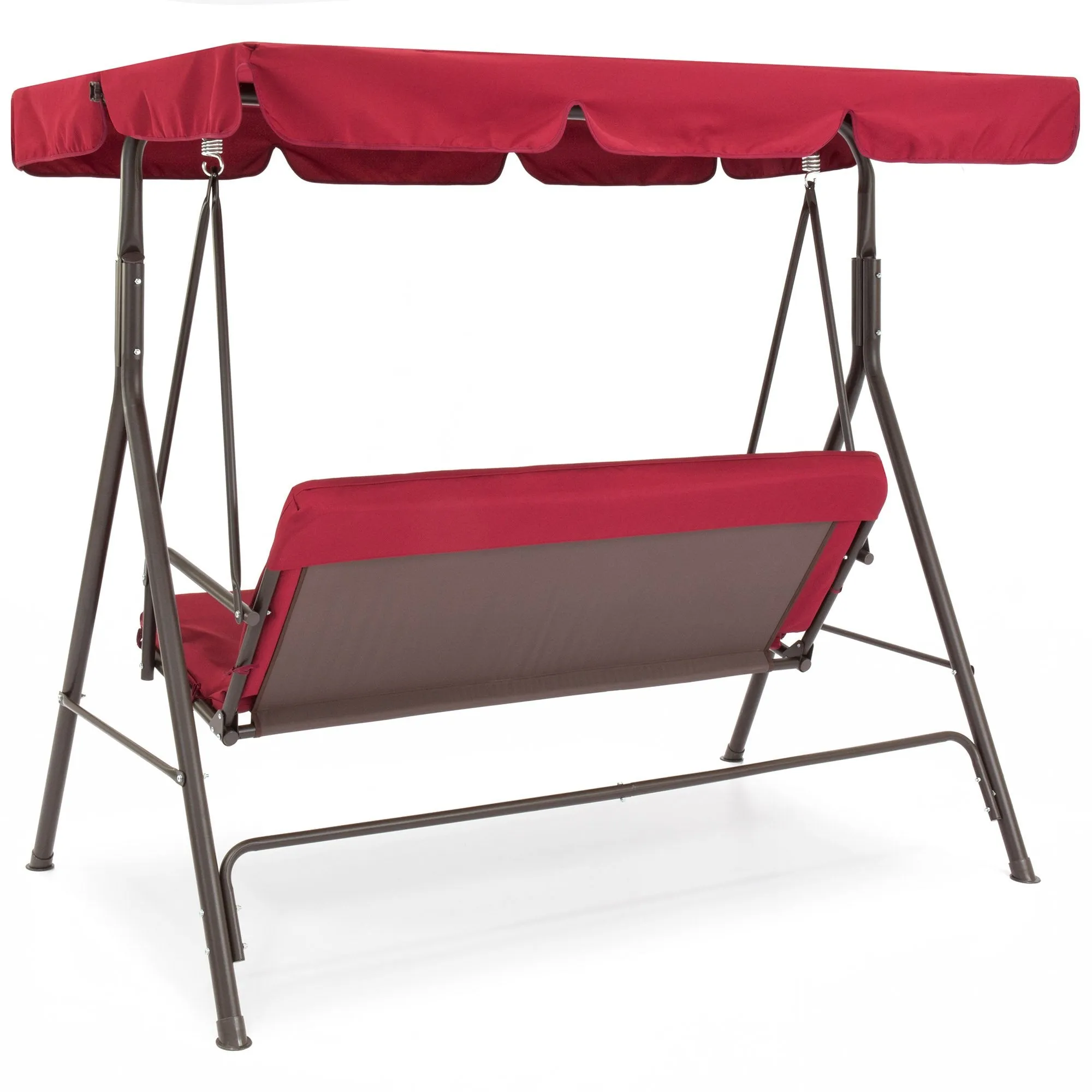 2-Person Outdoor Canopy Swing Glider Furniture w/ Cushions, Steel Frame