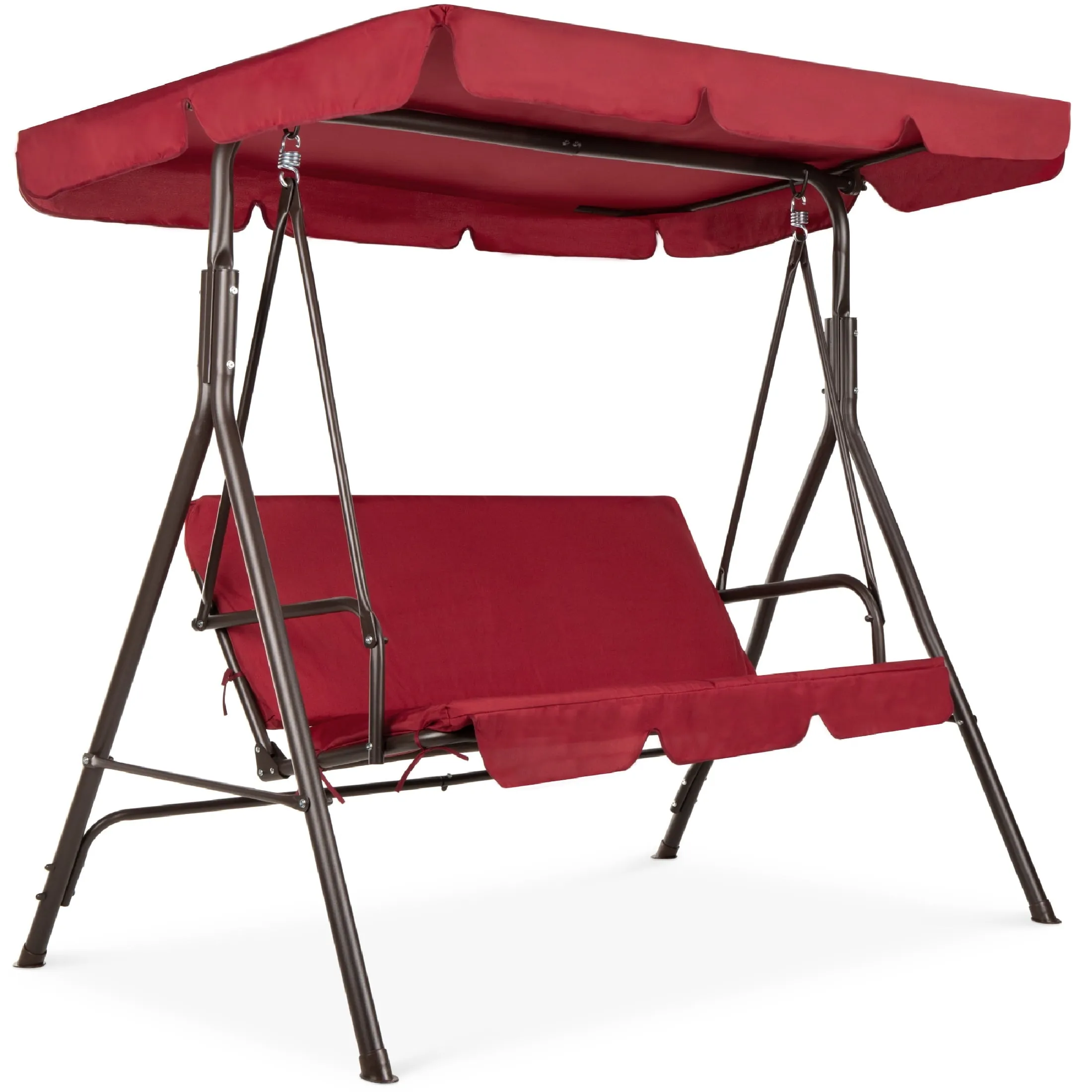 2-Person Outdoor Convertible Canopy Swing Glider Lounge Chair w/ Removable Cushions