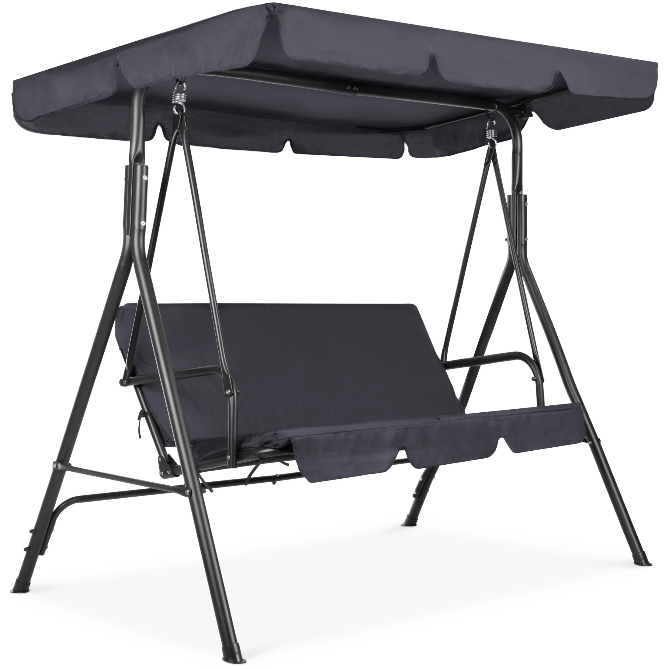 2-Person Outdoor Convertible Canopy Swing Glider Lounge Chair w/ Removable Cushions