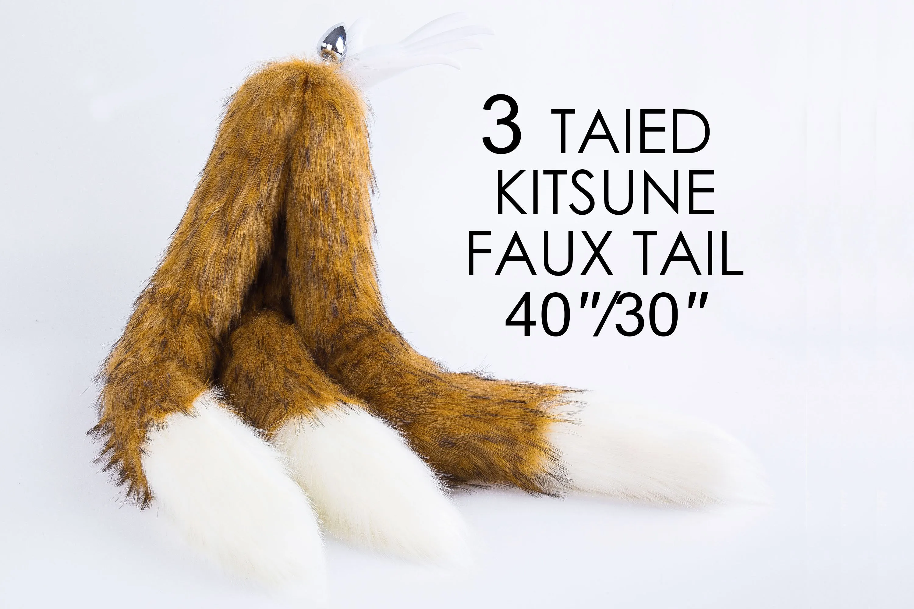 3 tailed kitsune tail butt plug and ear brown fox tail and ear fox tail butt plug and ear wolf ear and tail plug nime cosplay neko ear and tail buttplug ass faux fur fox set