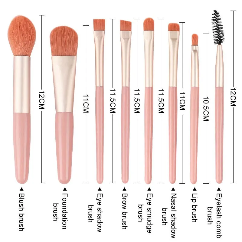 8 Pieces Travel Essential Mini Makeup Tool Brush Sets