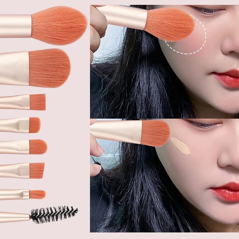 8 Pieces Travel Essential Mini Makeup Tool Brush Sets