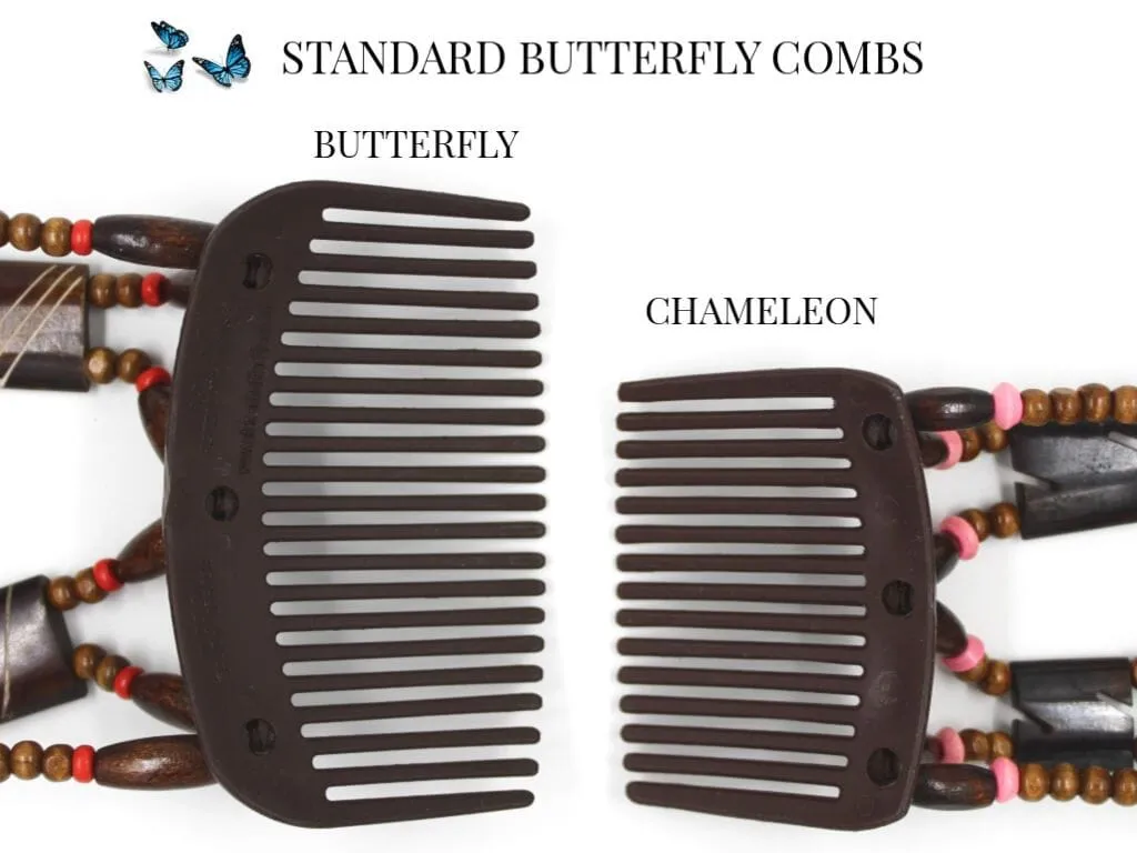 African Butterfly Chameleon Hair Comb - Ndebele Brown 30