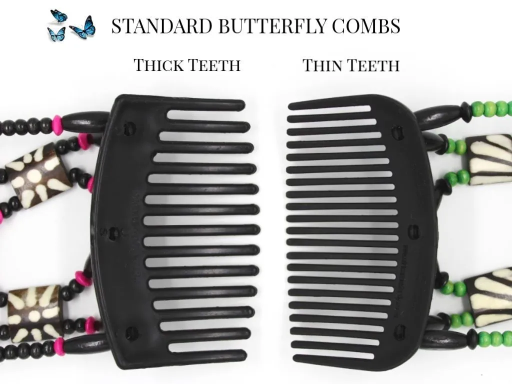 African Butterfly Hair Comb - Beada Black 137