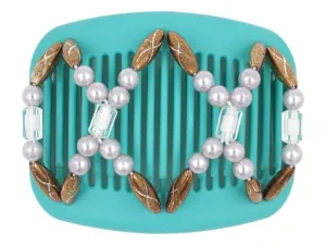 African Butterfly Hair Comb - Dalena Turquoise 14