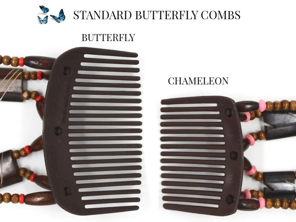 African Butterfly Hair Comb - Flowers Clear 69