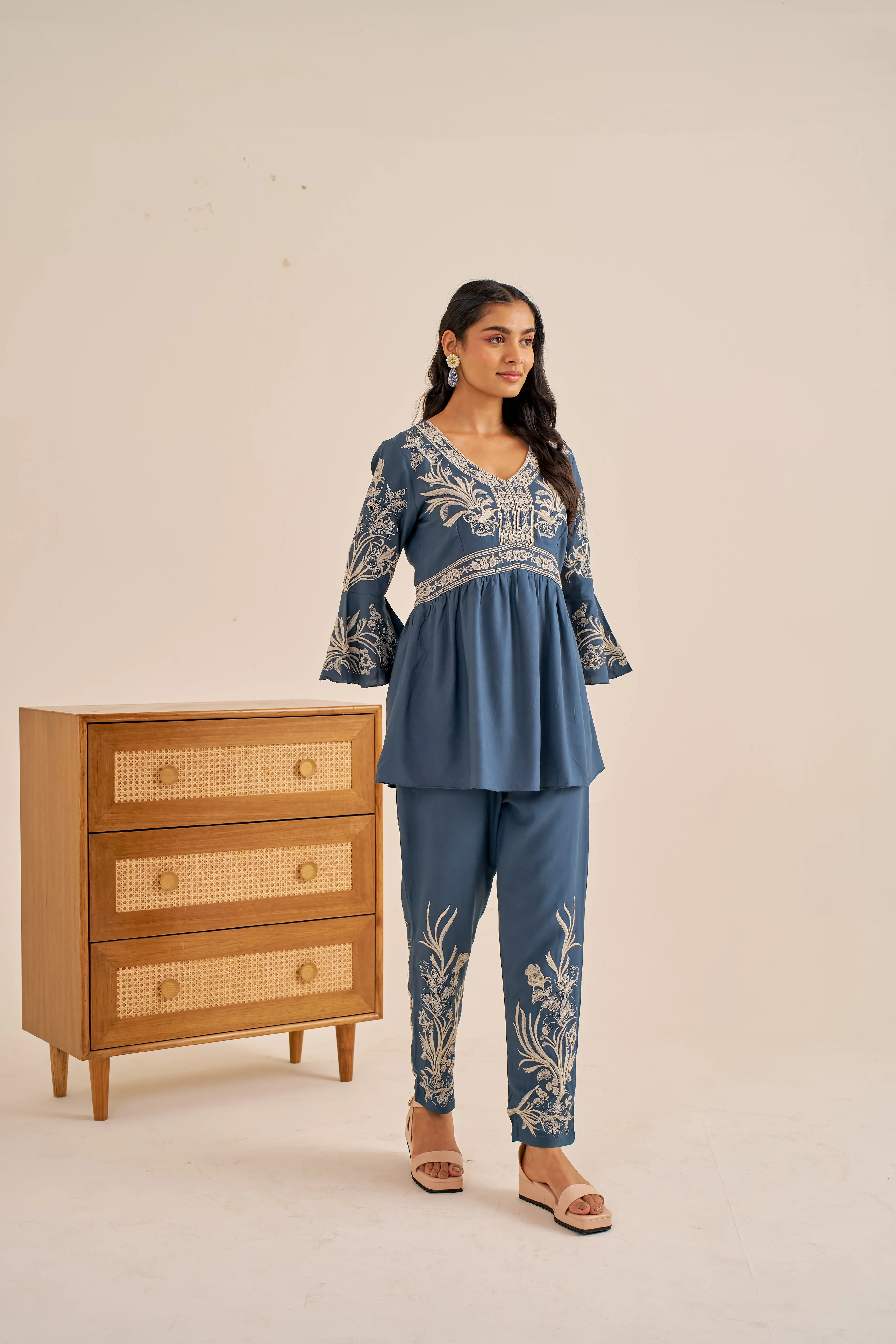 Alaya Meher Teal Breeze Peplum Co-ord Set