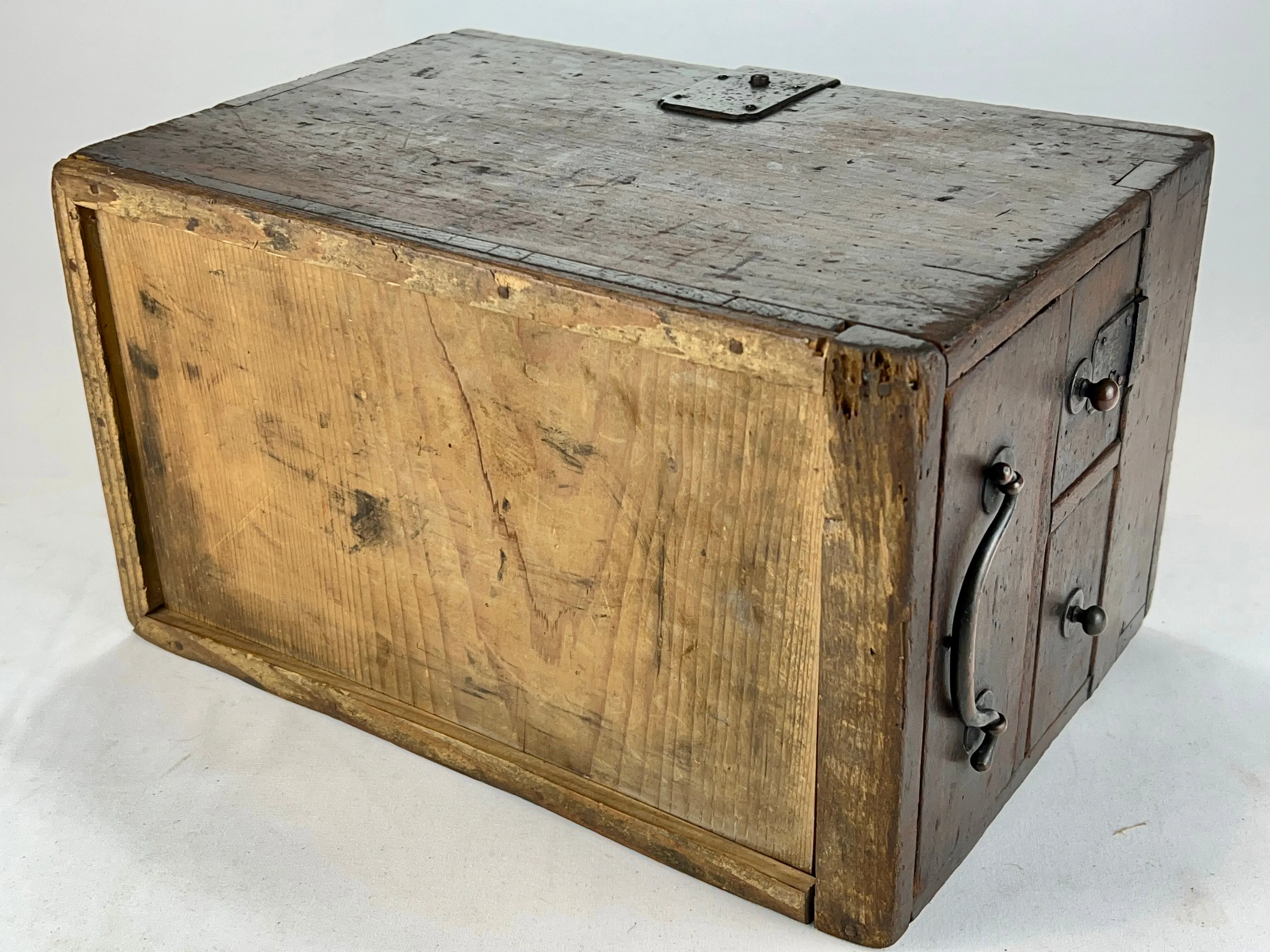 Antique Japanese Edo Era c1850 Suzuribako Calligraphy Chest Sugi Tansu 10"