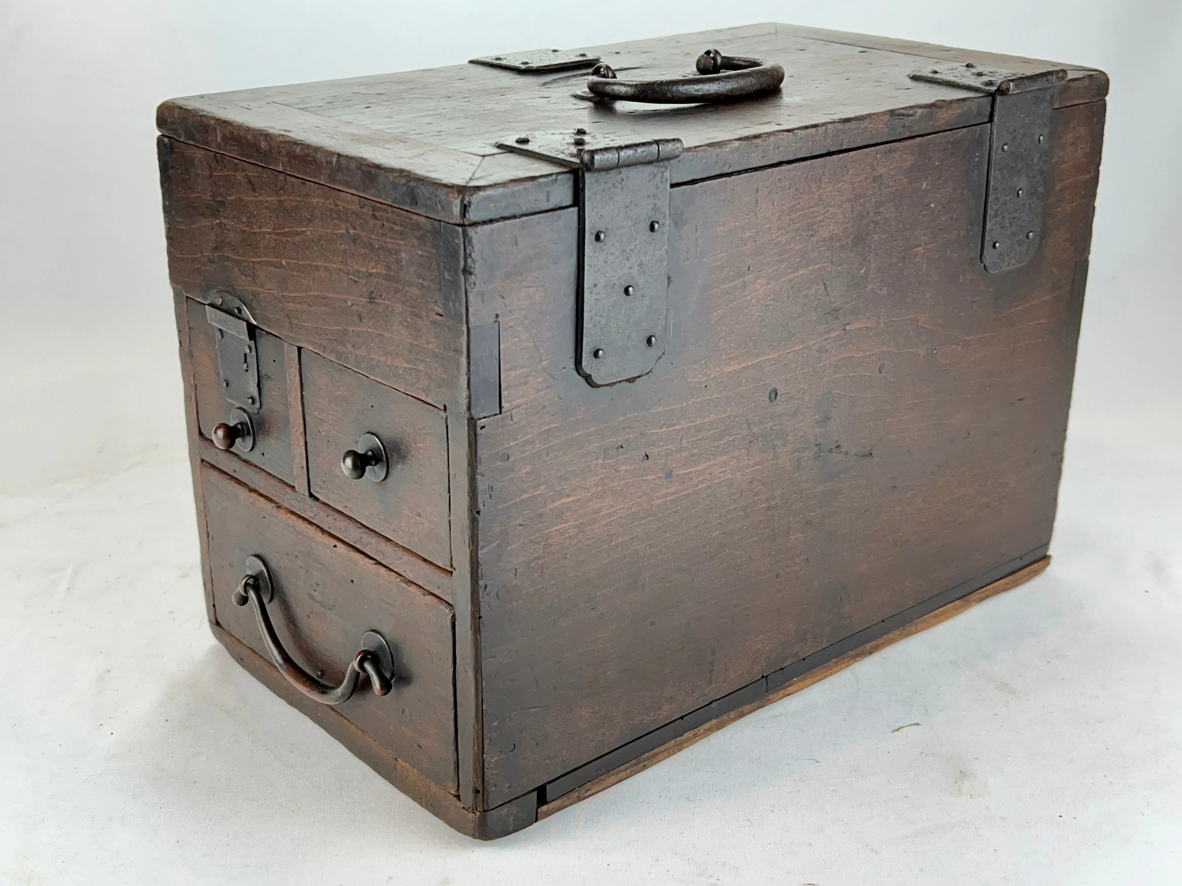 Antique Japanese Edo Era c1850 Suzuribako Calligraphy Chest Sugi Tansu 10"