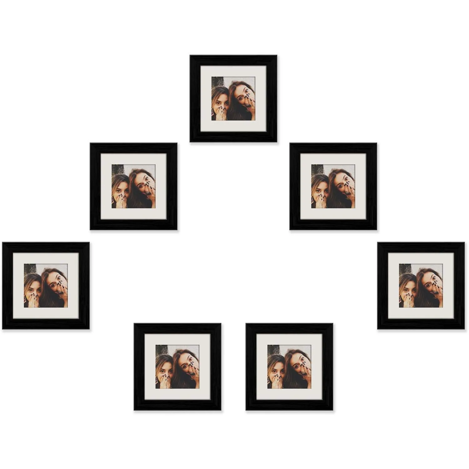 ArtzFolio Wall Photo Frame D21 | Wall Photo Frame Collage for Living Room | Picture Frames Home & Wall Decoration | Black | Set of 7 Units With Mat | 6x6inch