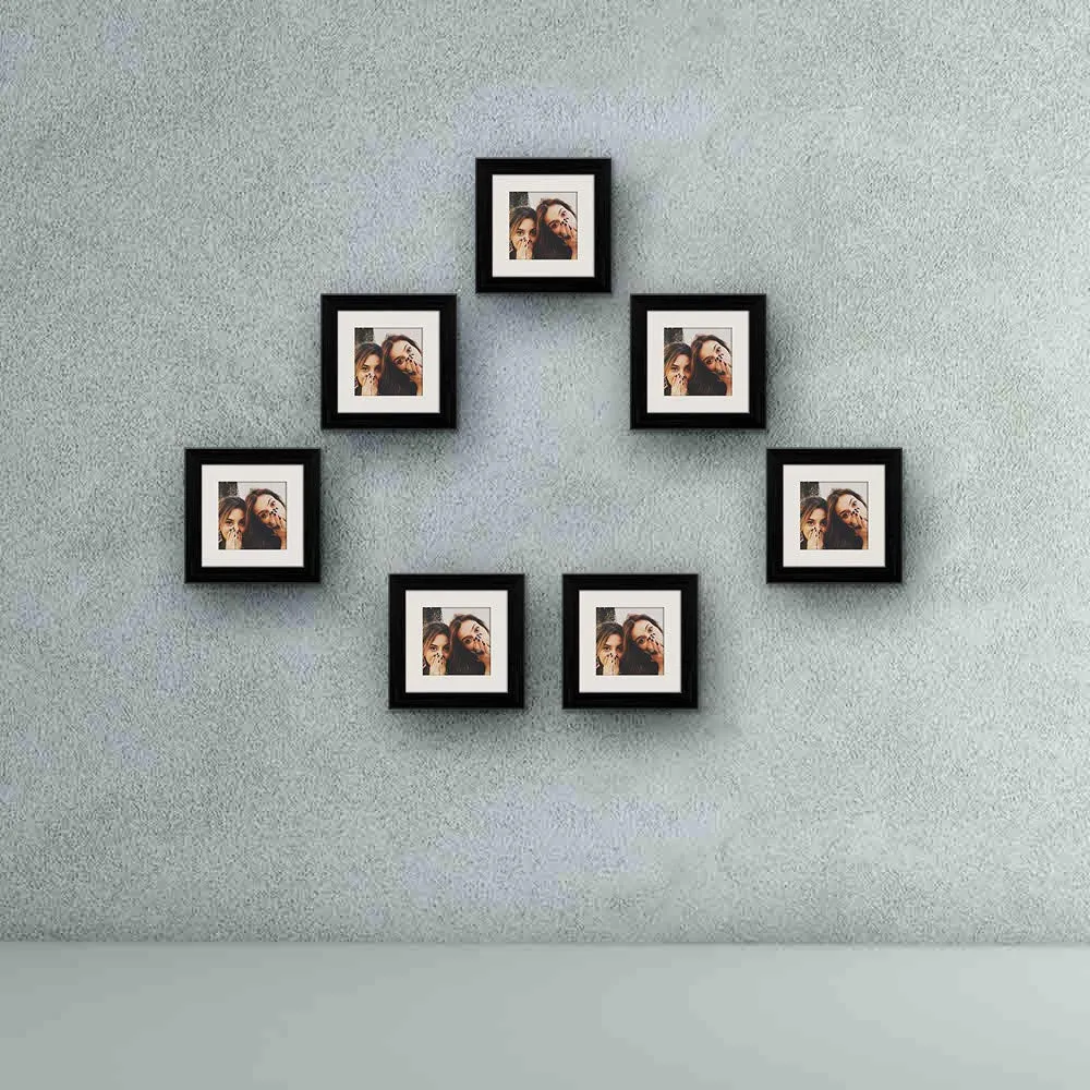 ArtzFolio Wall Photo Frame D21 | Wall Photo Frame Collage for Living Room | Picture Frames Home & Wall Decoration | Black | Set of 7 Units With Mat | 6x6inch