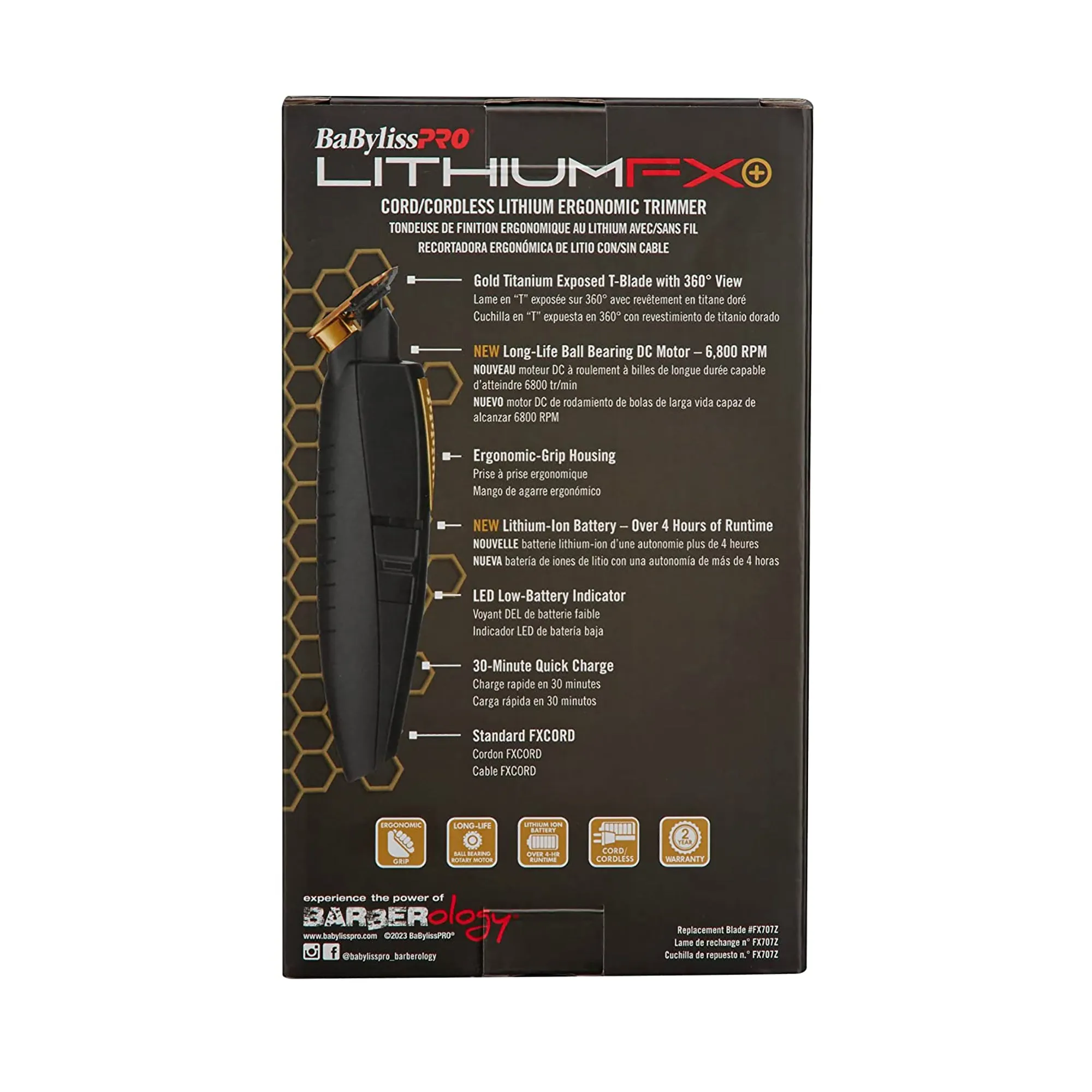 BabylissPRO Lithiumfx Cord/Cordless Lithium Ergonomic Trimmer - Item No. FX773N