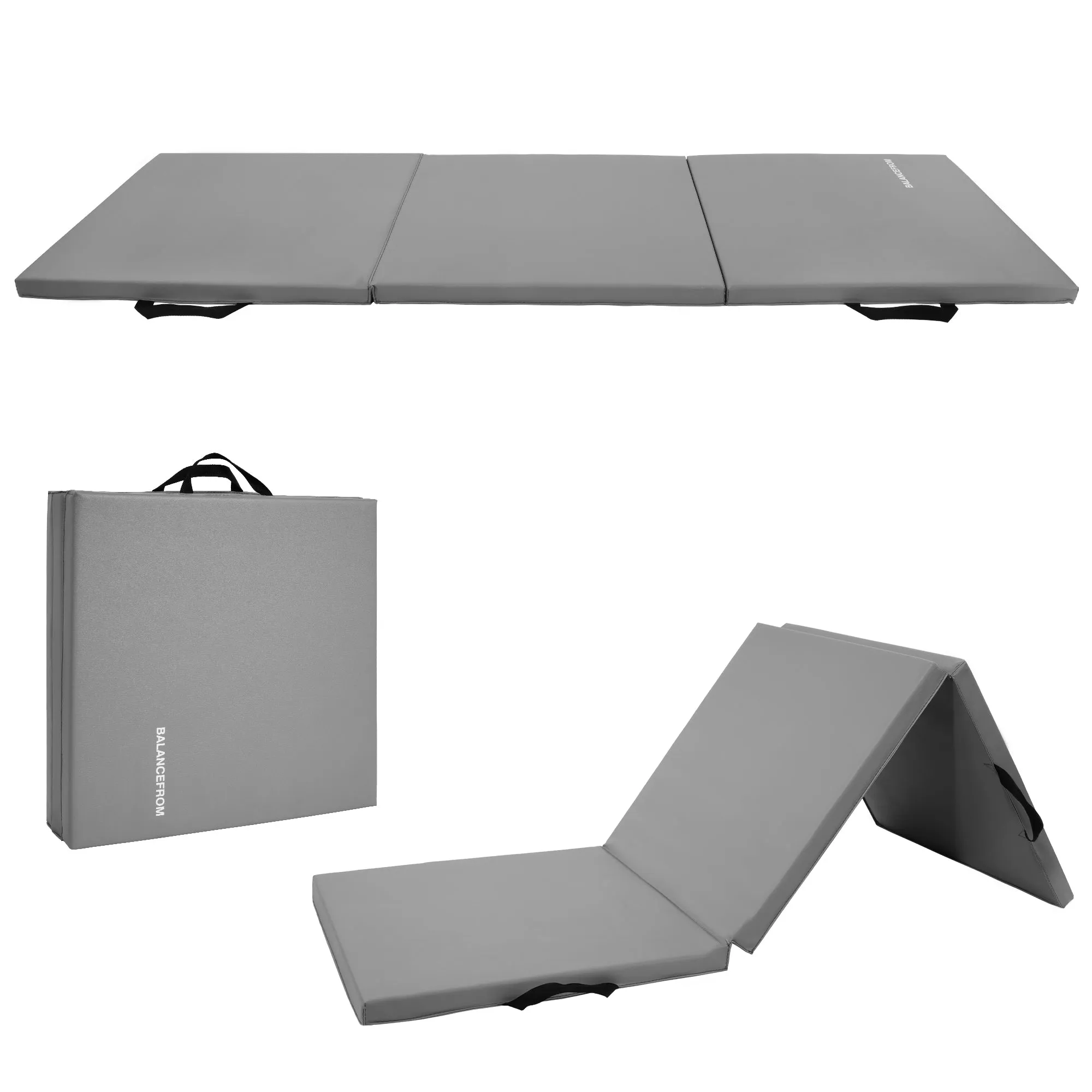 BalanceFrom GoGym 6 'x 2' x 1.5" Folding 3 Panel Exercise Gym Mat, Gray (Used)