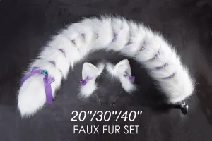 bdsm long tail butt plug sex toy white fox tail plug and ear fox ear tail buttplug kitten ear cat anime cosplay neko ddlg anal plug