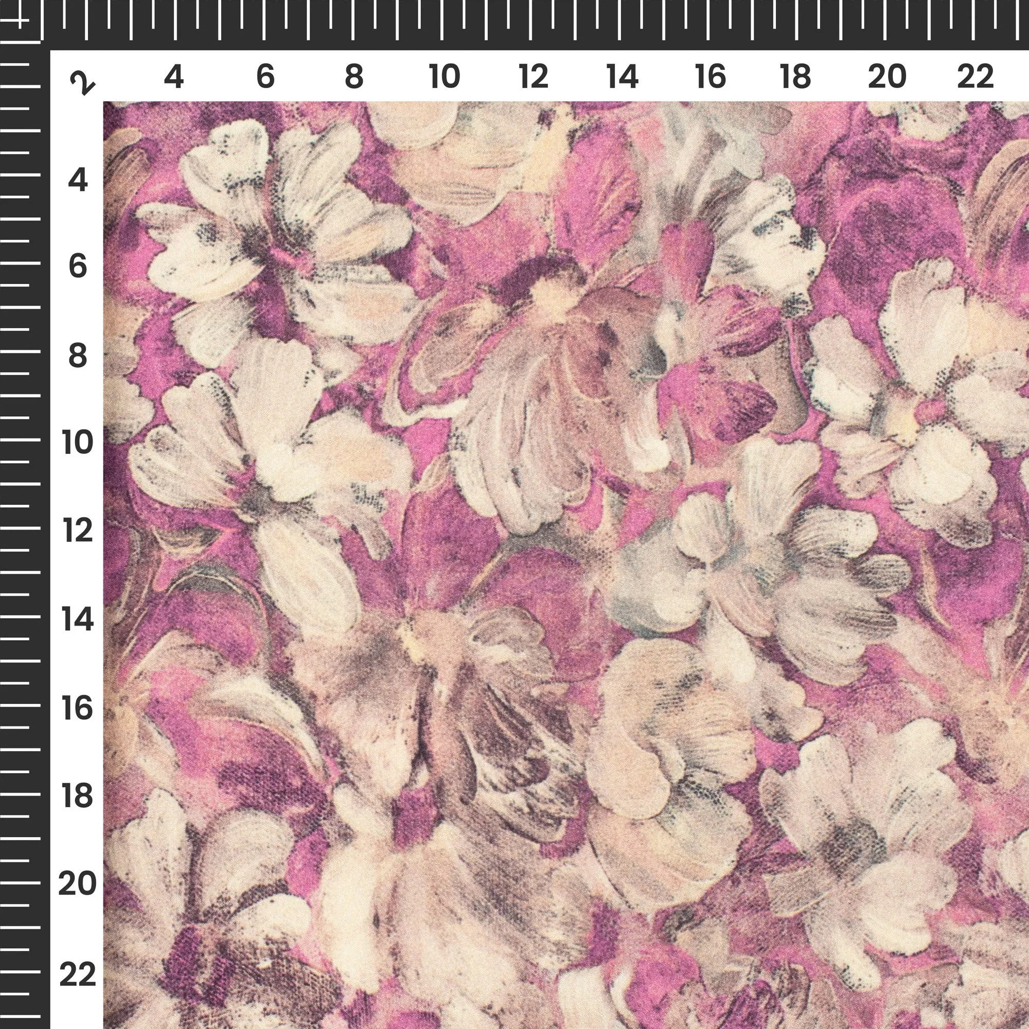 Beige Floral Digital Print Crepe Silk Fabric