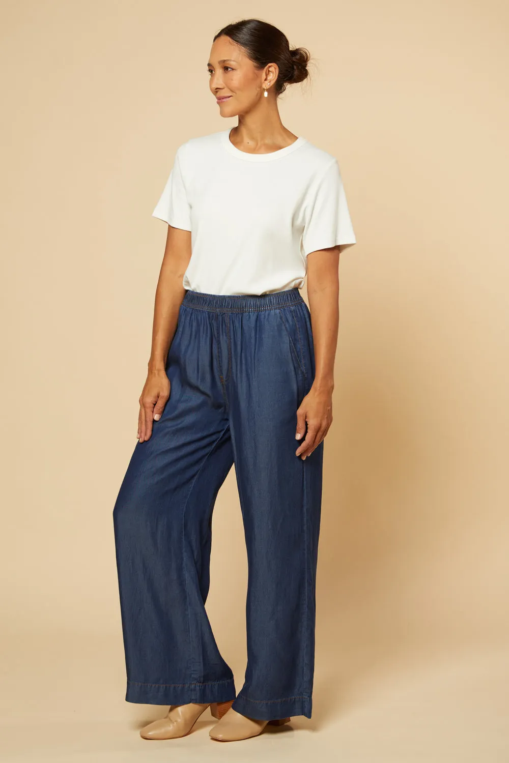 Breezy Regular Length Relaxed Tencel Pant in Dark Wash