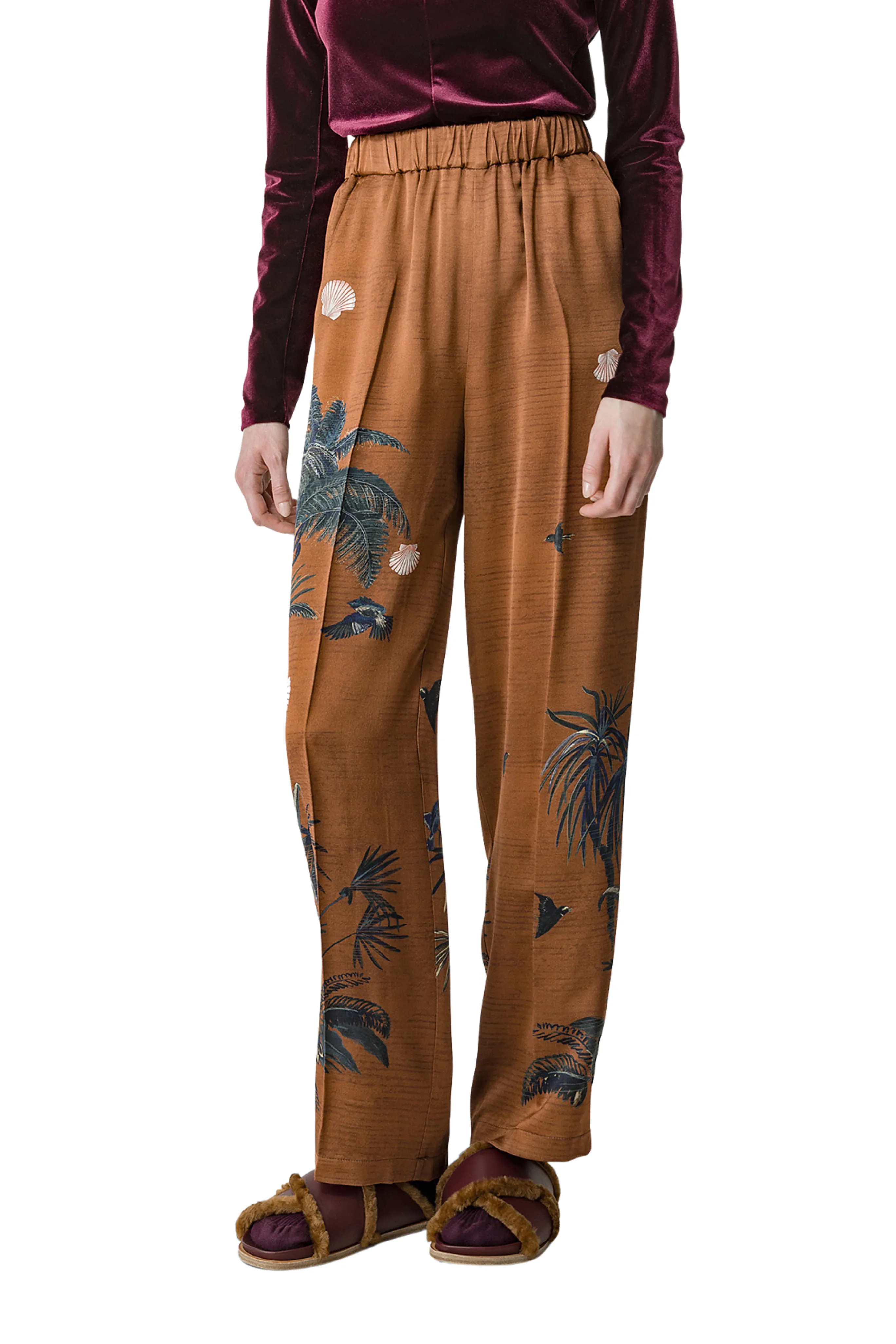 Brown Forest Print Pants