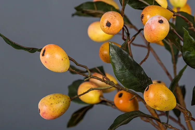 Bulk 25" Loquat Stems Spray Artificial Fruits Twigs Branches Wholesale