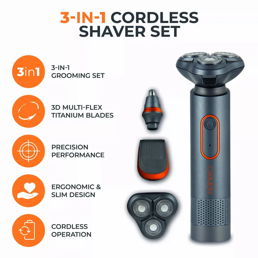 Carmen Titan 3-in-1 Cordless Shaver Set