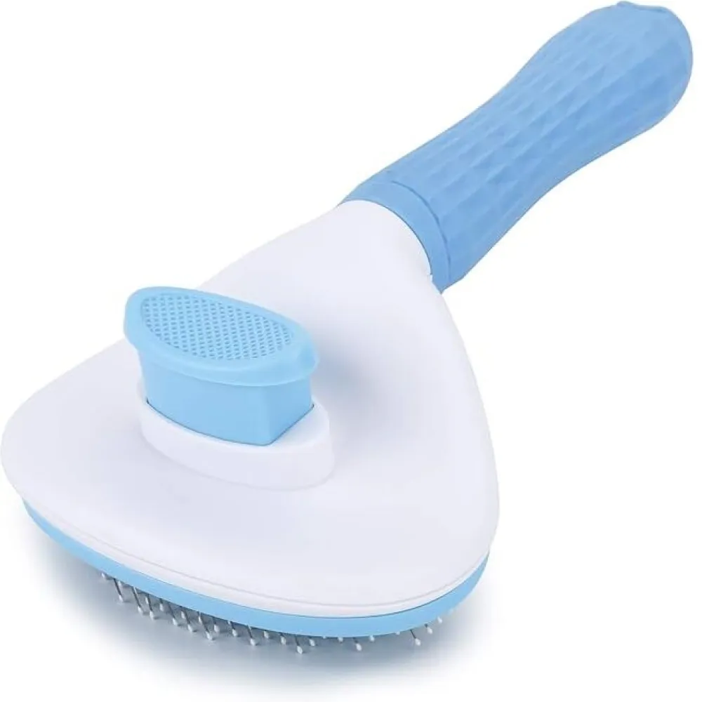 Chullbull Self Cleaning Oval Pin Slicker Brush for Dogs and Cats (Blue)