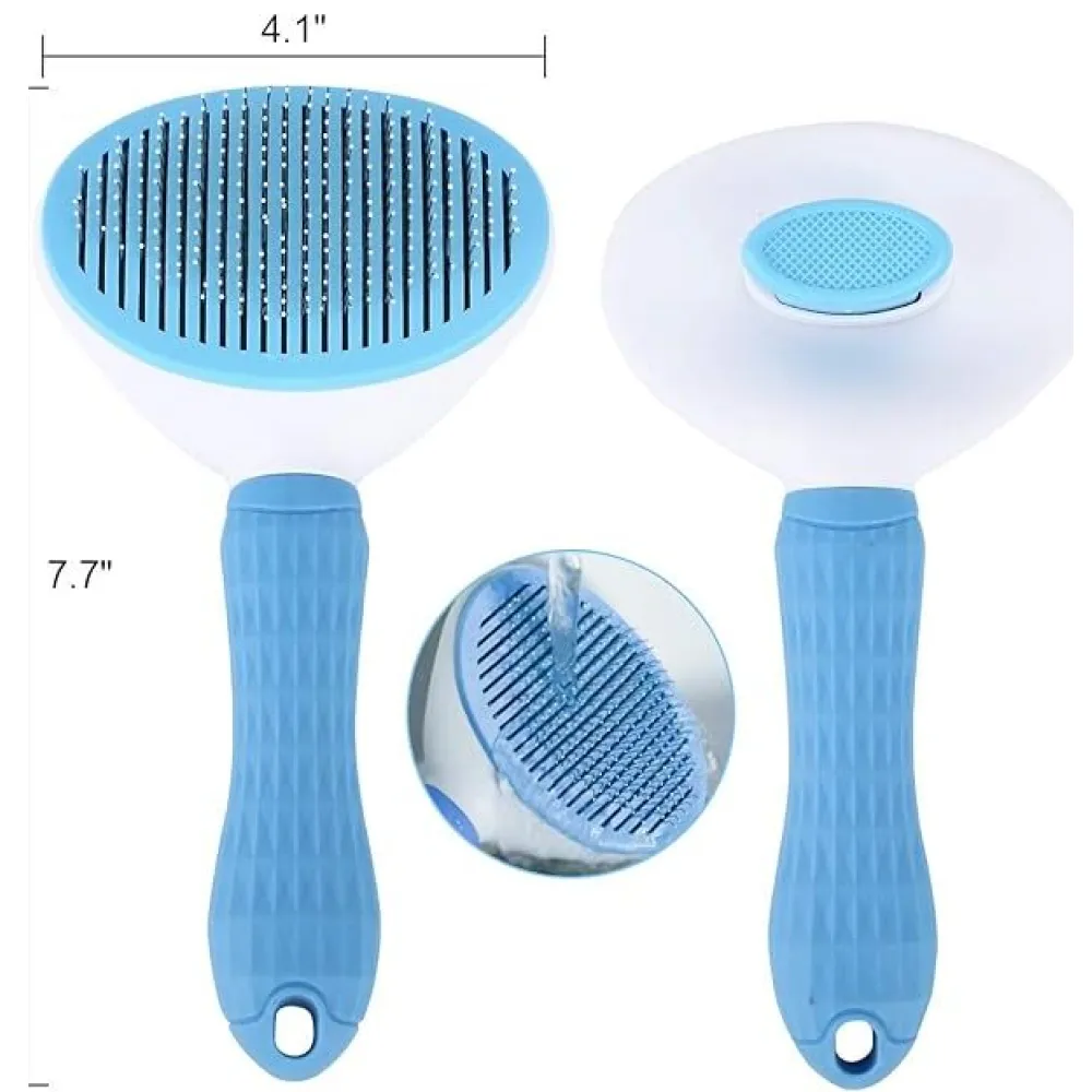 Chullbull Self Cleaning Oval Pin Slicker Brush for Dogs and Cats (Blue)