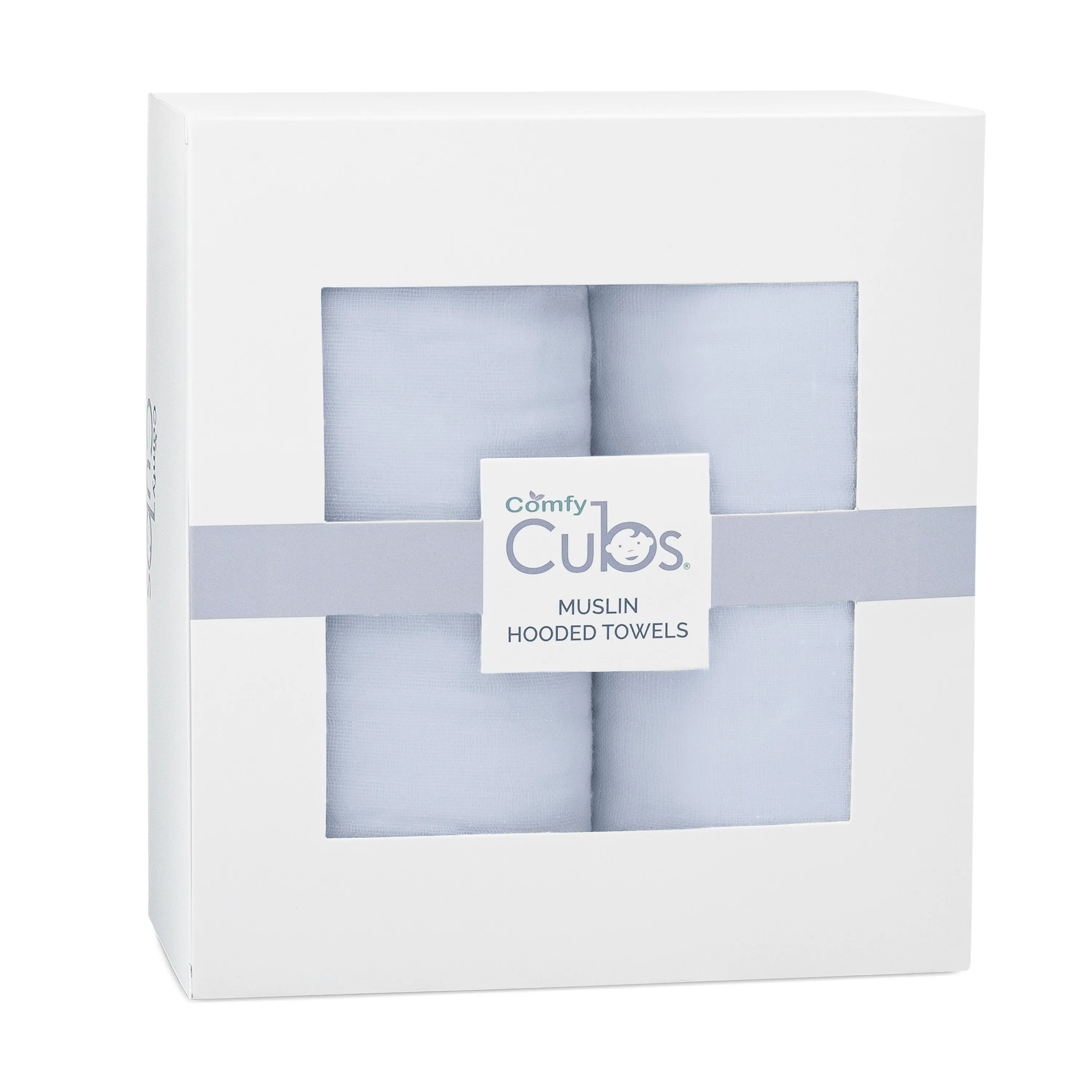 Comfy Cubs - Baby Hooded Muslin Cotton Towels - 2 pack