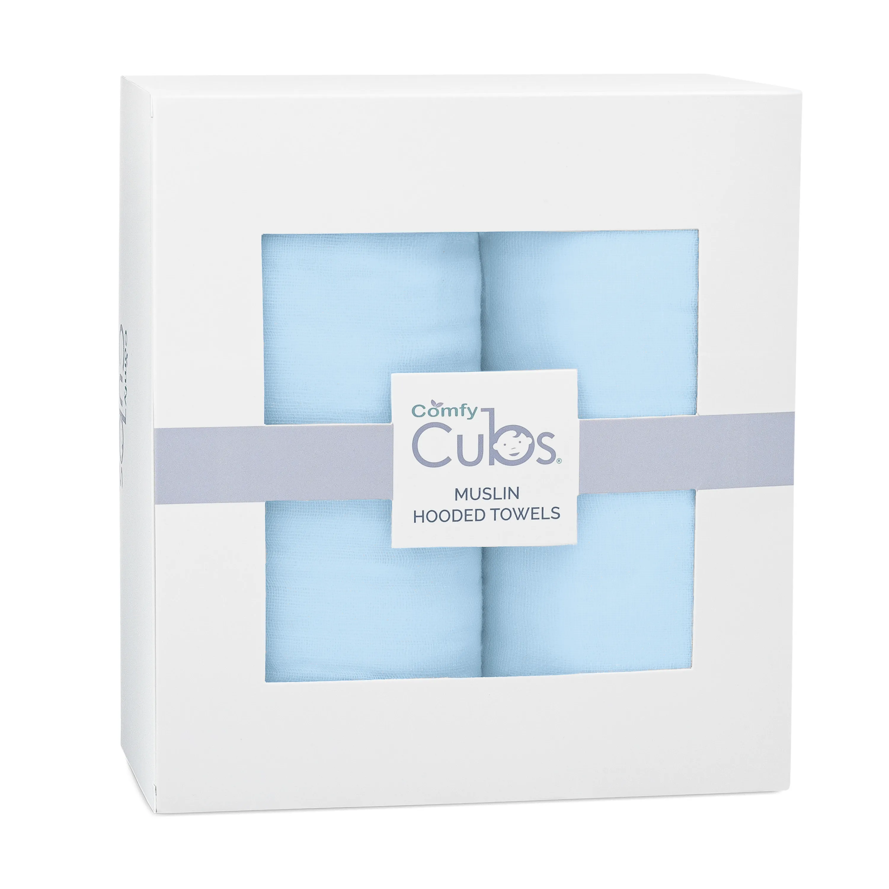 Comfy Cubs - Baby Hooded Muslin Cotton Towels - 2 pack