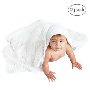 Comfy Cubs - Baby Hooded Muslin Cotton Towels - 2 pack