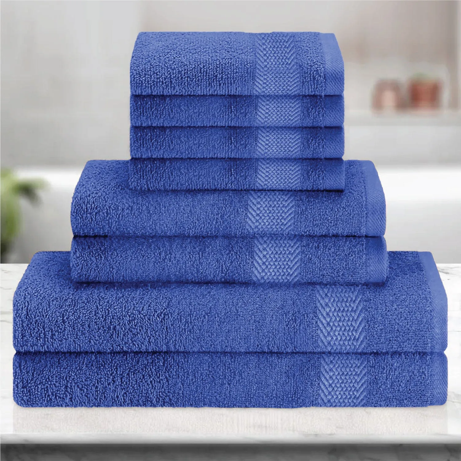 Cotton 6 Piece Towel Set-Soft Feel, Quick Dry, Highly Absorbent Durable Towels