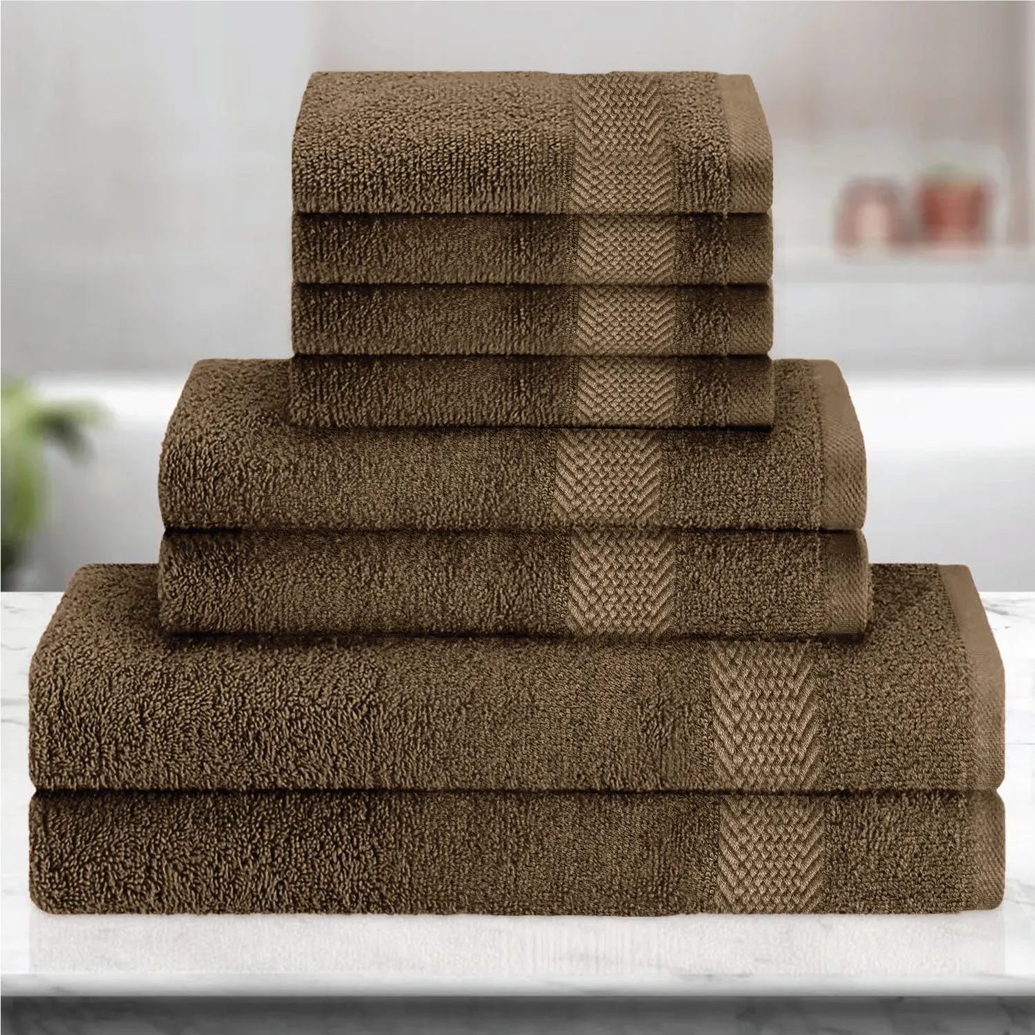 Cotton 6 Piece Towel Set-Soft Feel, Quick Dry, Highly Absorbent Durable Towels