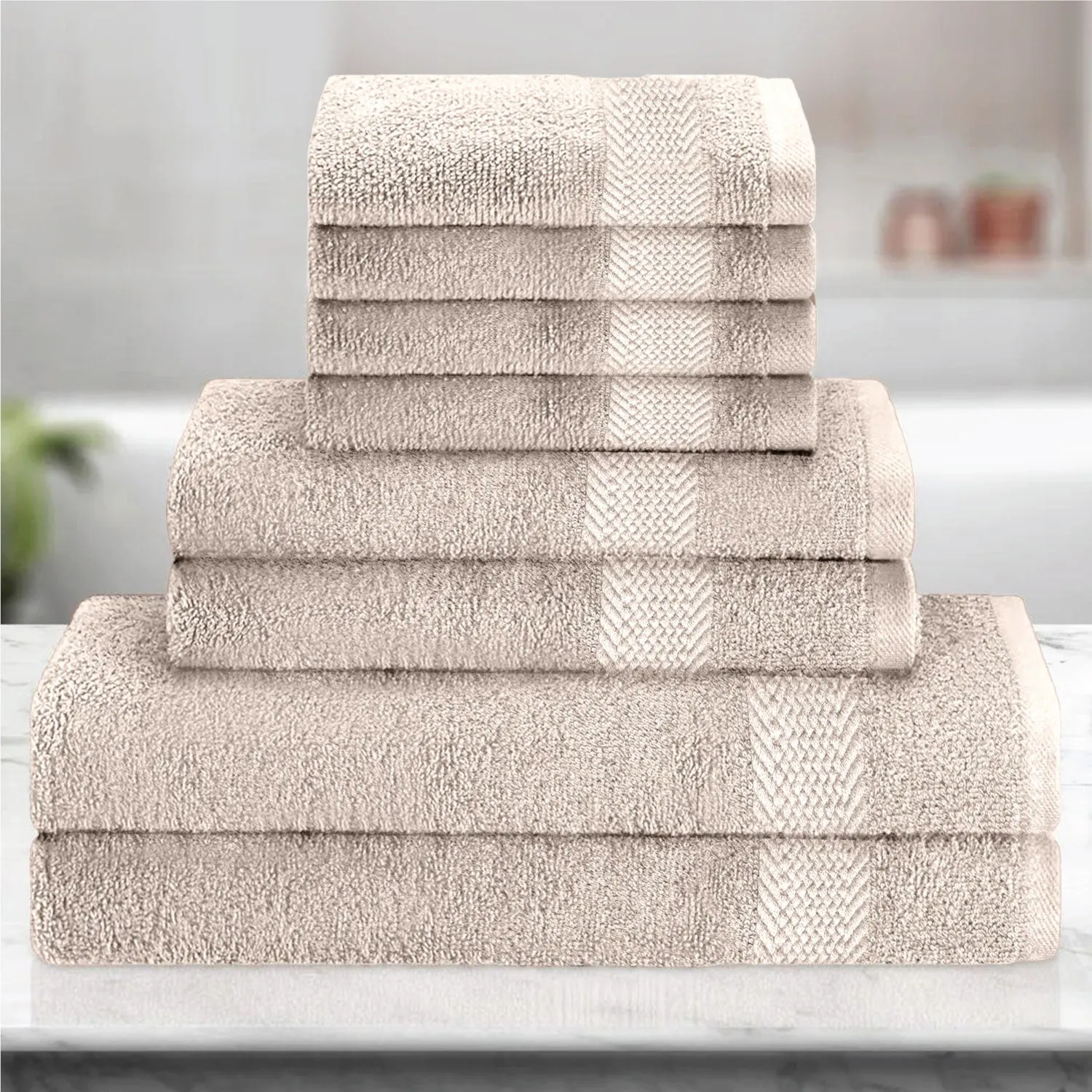 Cotton 6 Piece Towel Set-Soft Feel, Quick Dry, Highly Absorbent Durable Towels