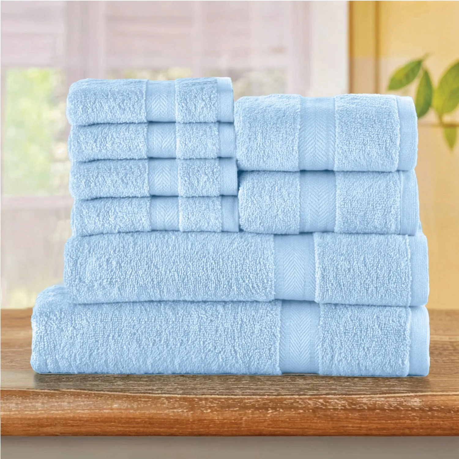 Cotton Towels 8 Piece Set-Soft Feel, Quick Dry, Highly Absorbent Durable Towels