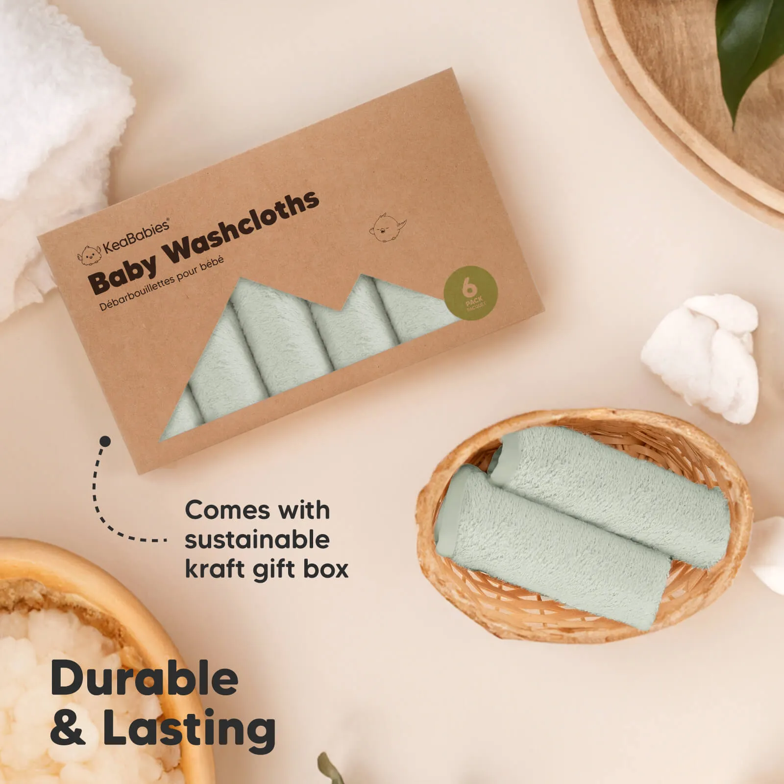 Deluxe Baby Washcloths (Dove)