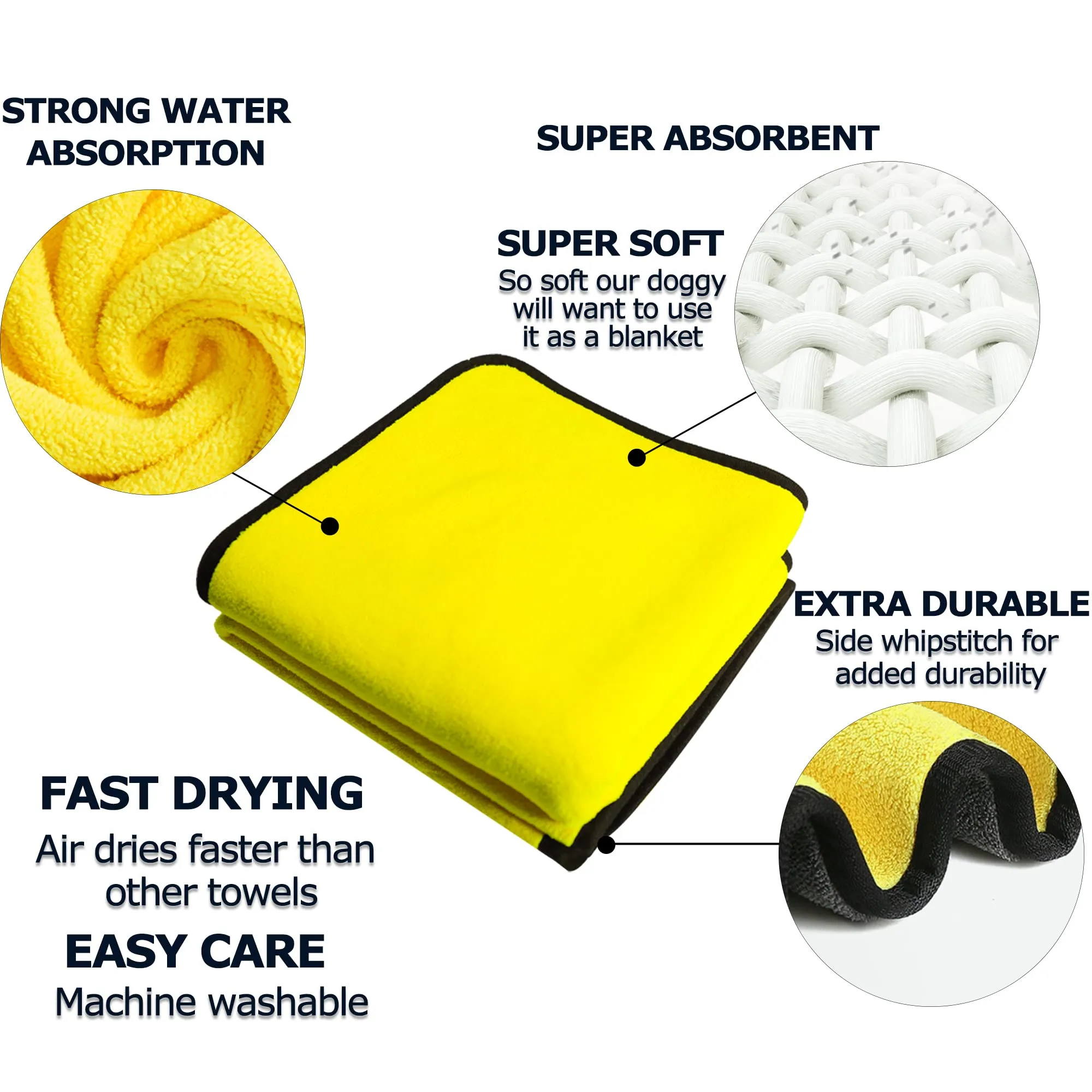 Dog Towels For Drying Dogs Drying Towel Dog Bath Towel, Quick-drying Pet Dog And Cat Towels Soft Fiber Towels Robe Super Absorbent Quick Drying Soft Microfiber Pet Towel For Dogs, Cats Yellow