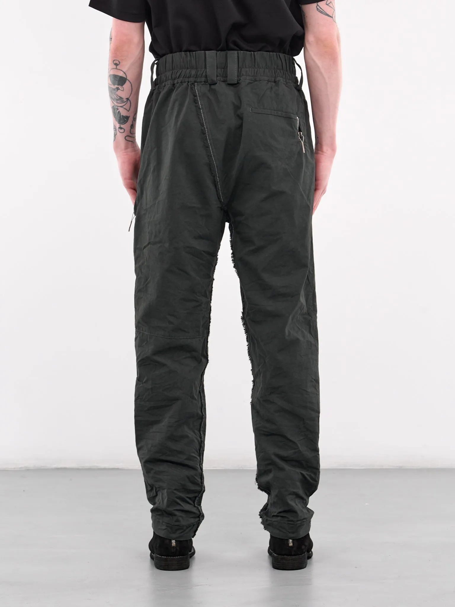 Elasticated Cargo Trousers (4578-GREEN-BLACK-5)