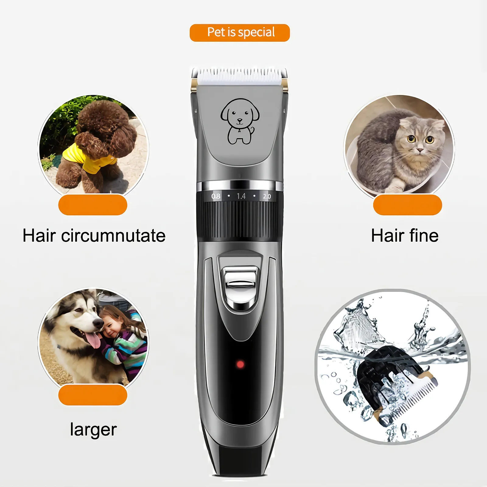 Electric Dog Cat Grooming Kit Pet Hair Shaver Trimmer Cordless Scissors Clipper Spare Head