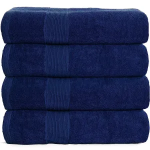 Elvana Home Ring Spun Cotton Bath Towel Set, 4 Pieces, Dark Blue