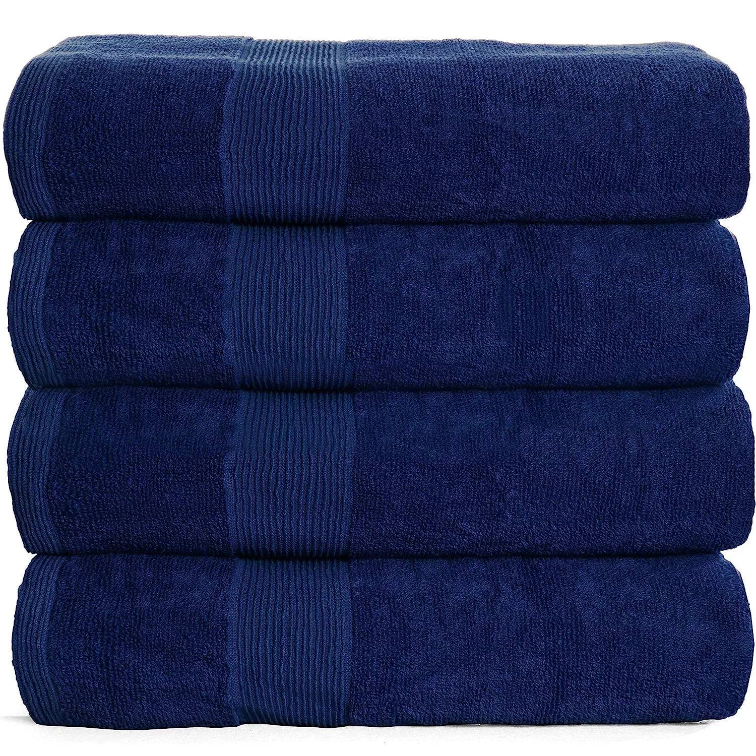 Elvana Home Ring Spun Cotton Bath Towel Set, 4 Pieces, Dark Blue