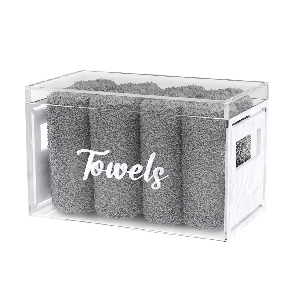 Feldart White Pearl Towel Box with 8 Towels 9pc