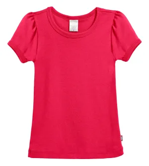 Girls Soft Cotton Short Sleeve Puff Tee  | Candy Apple