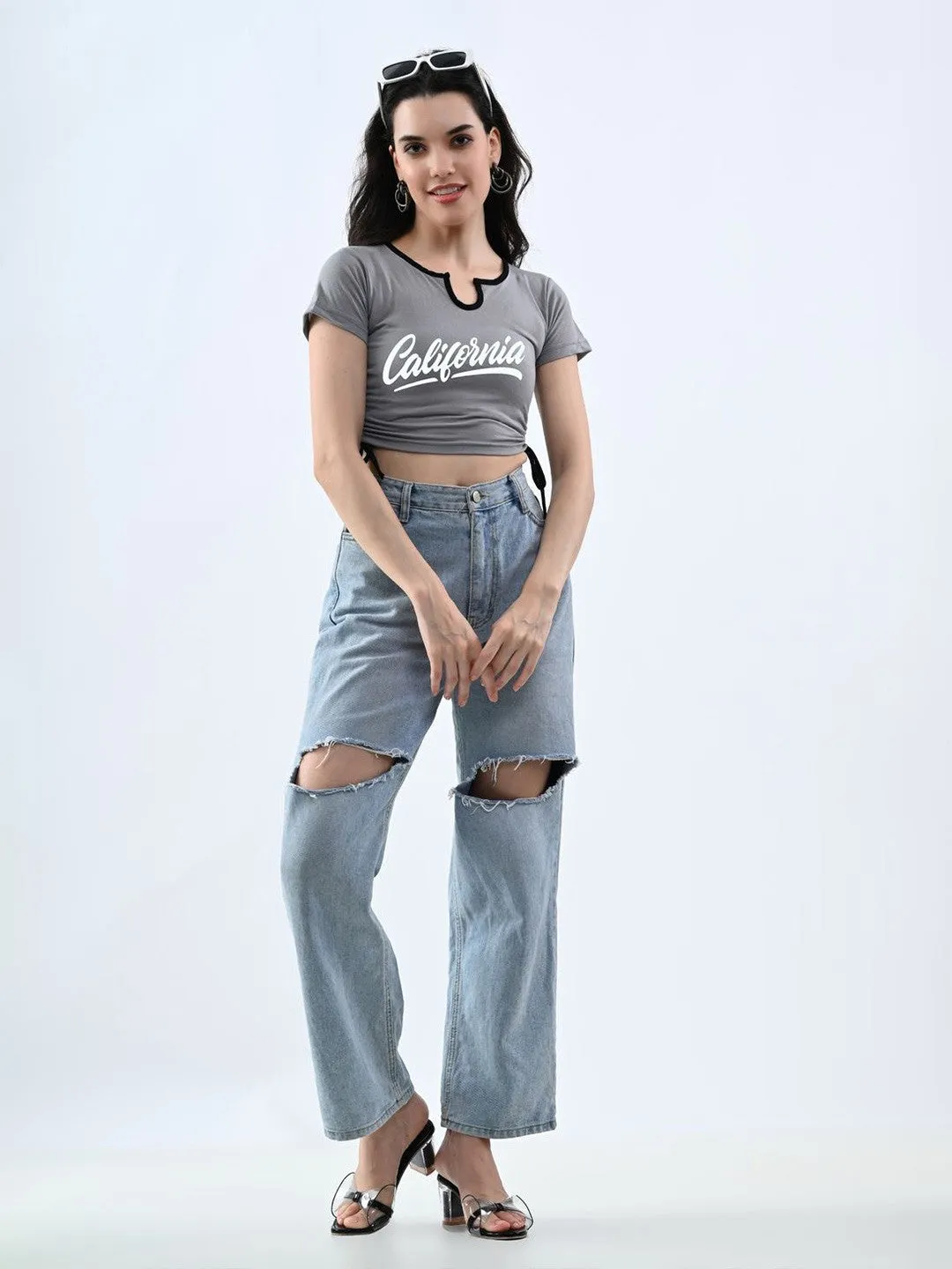 Grey Allure Cotton Crop Top