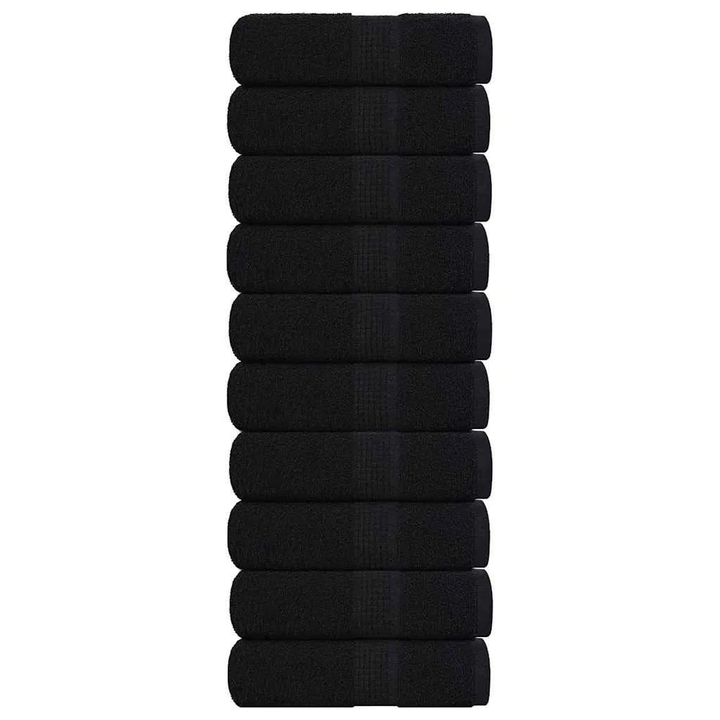 Guest Towels 10 pcs Black 30x50 cm 360 gsm 100% Cotton