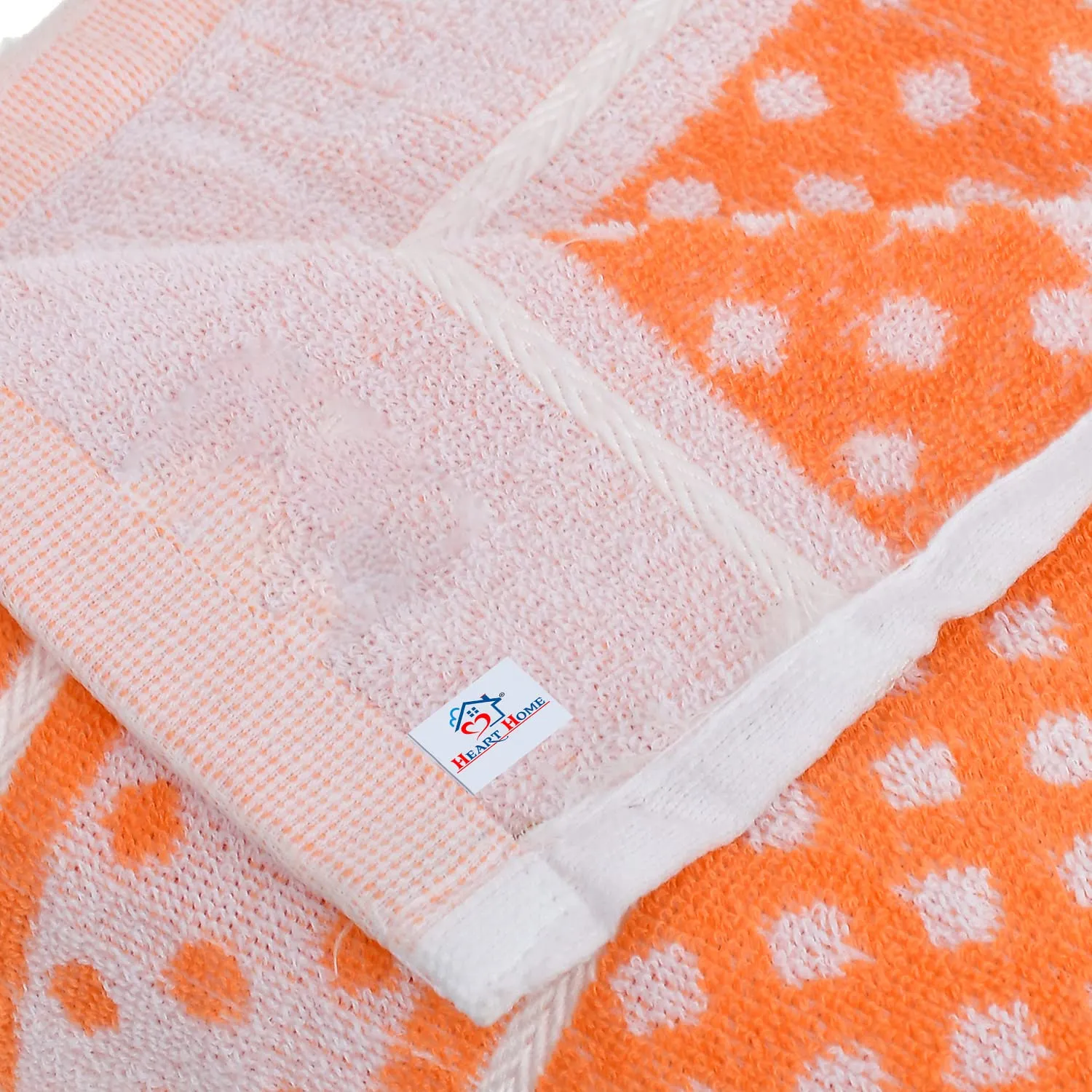 Heart HomeDot Printed Super Soft, Fluffy, and Absorbent, Cotton Bath Towel Perfect for Daily Use, 30"x60"- Pack of 2 (Orange)