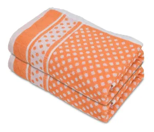 Heart HomeDot Printed Super Soft, Fluffy, and Absorbent, Cotton Bath Towel Perfect for Daily Use, 30"x60"- Pack of 2 (Orange)