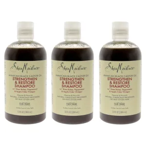 Jamaican Black Castor Oil Strengthen and Restore Shampoo by Shea Moisture for Unisex - 13 oz Shampoo - Pack of 3