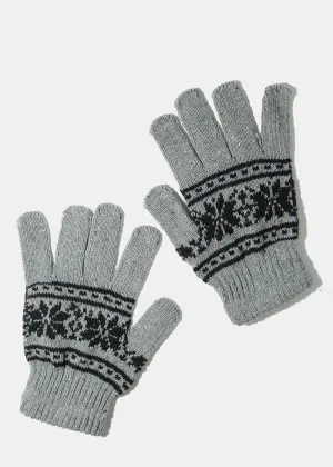 Knit Grey Winter Gloves