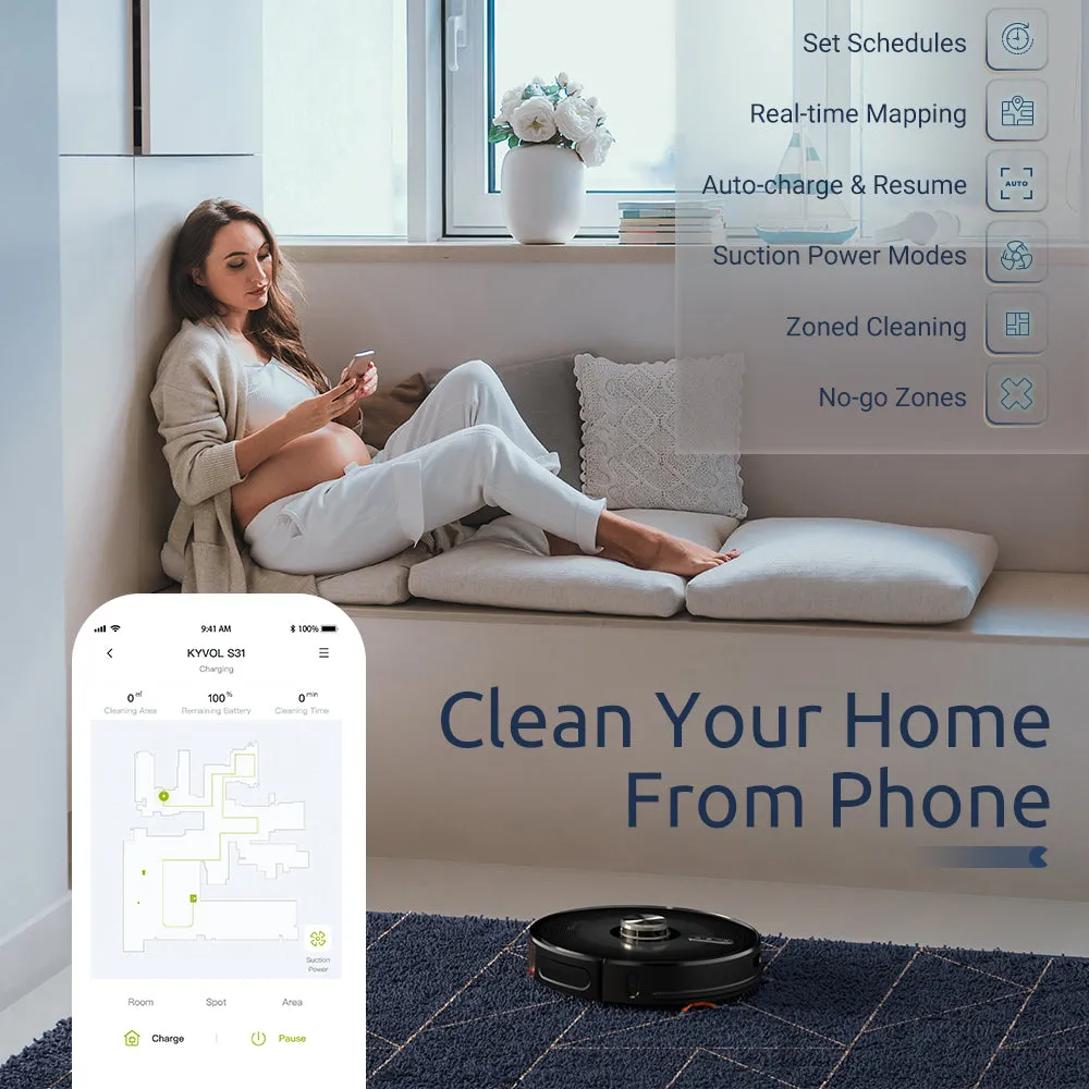 <span>Kyvol Cybovac S31 Robot Vacuum</span> <br /> <span>The Smart Laser Robot Vacuum With Self-Emptying Dustbin</span>