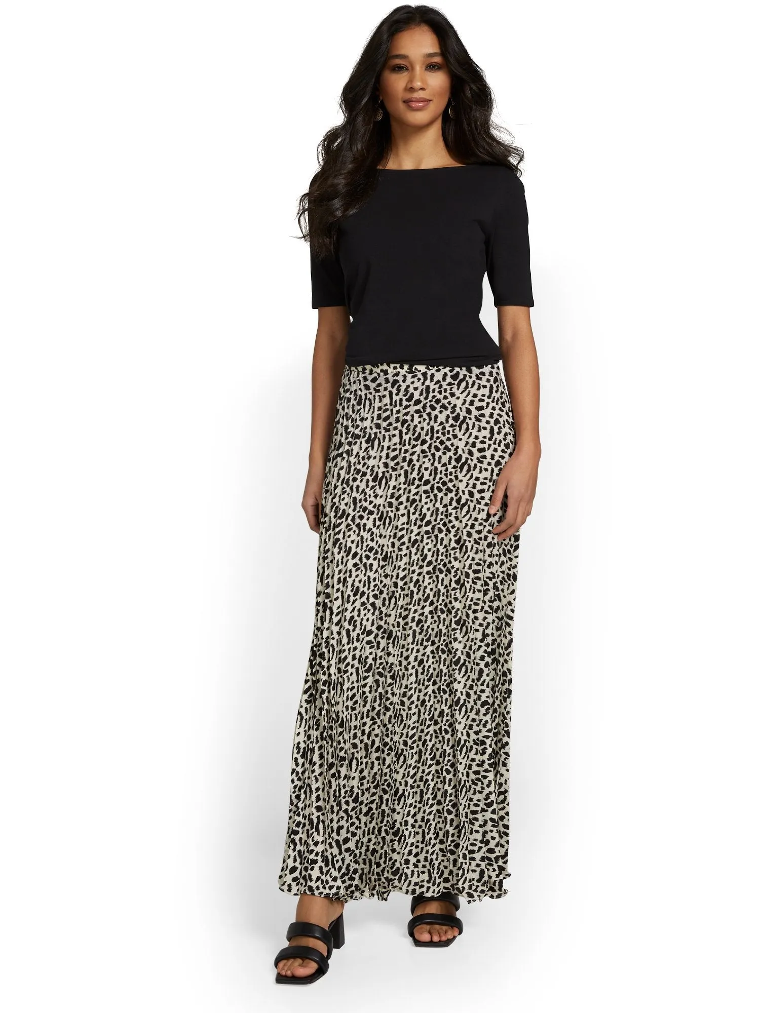 Luxy USA Cheetah-Print Pleated Maxi Skirt - Brands We Love